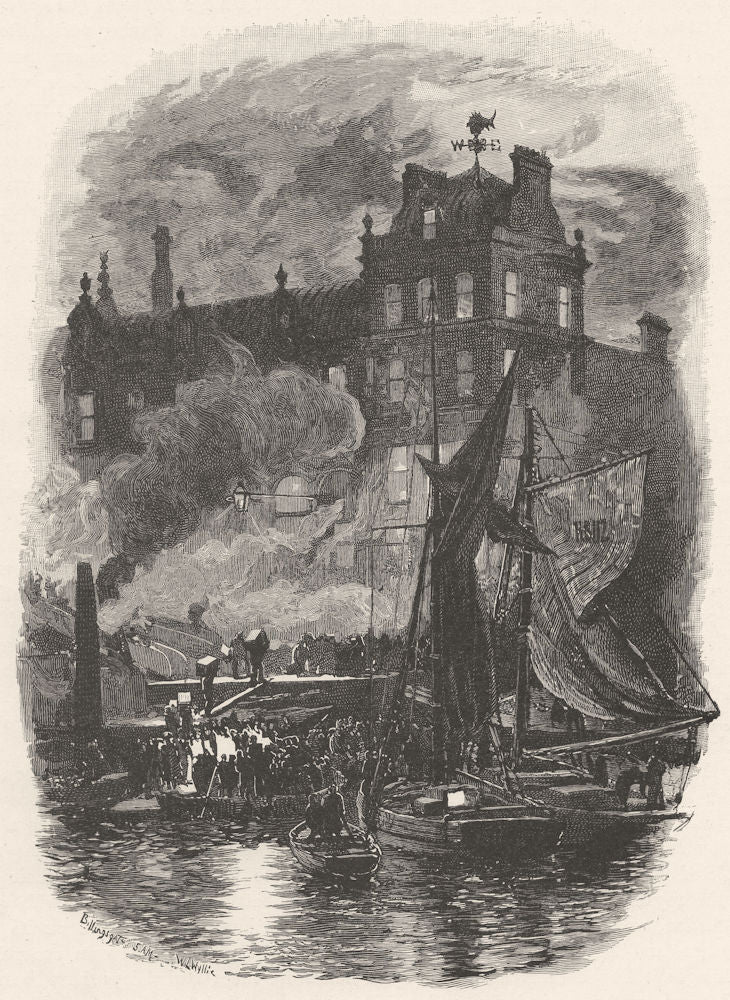 LONDON. Billingsgate- Early morning 1901 old antique vintage print picture